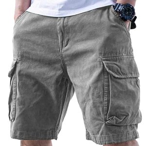 men's casual solid color cargo shorts