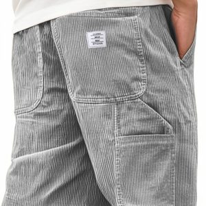 men's cargo practical multi pocket corduroy with embroidered logo stylish loose everyday shorts