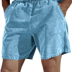 men's vintage dyed distressed casual beach vacation elastic waist shorts